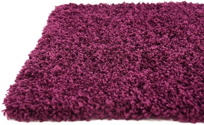 Unique Loom Solid Shag Collection Area Rug (2' 7" x 10' Runner, Eggplant Purple)
