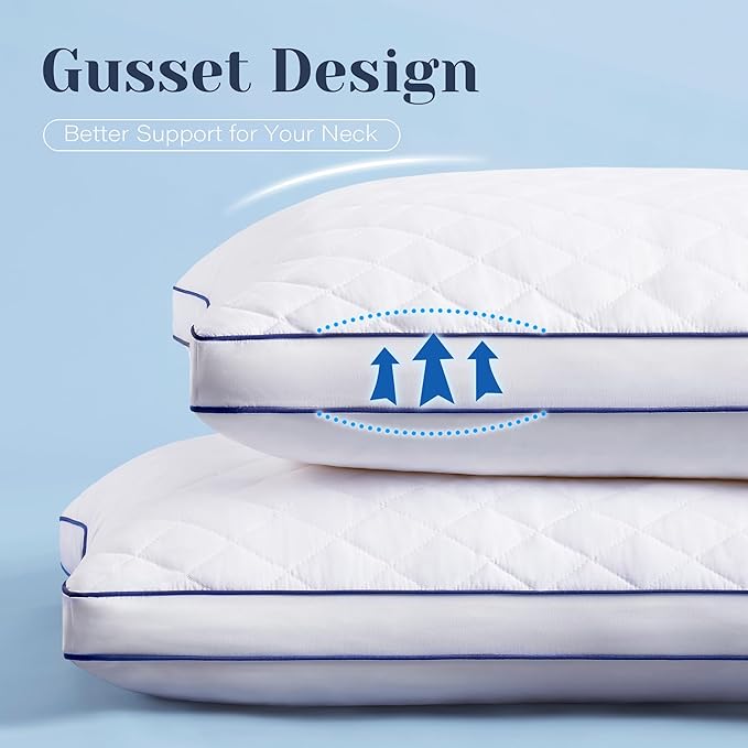 Shredded Memory Foam Pillows King Size Set of 2, Soft Bed Pillow for Side and Back Sleepers, Medium Firm Pillows 2 Pack with Gusset(20"x36")
