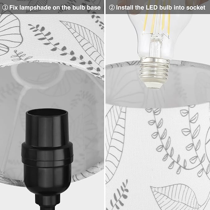 Bedside Touch Lamp with 2 USB Ports, Modern 3 Way Dimmable Small Lamp with Flower Fabric Shade, Nightstand Lamp for Living Room Bedroom Office End Table Dorm Room Kids Reading(E26 LED Bulb Included)