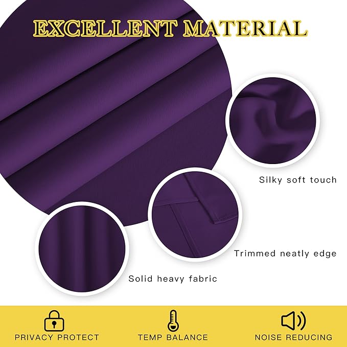 NICETOWN Patio Door Curtain Sound Blocking, Bedroom Privacy Room Divider Curtain, Thermal Insulated Blackout Closet Sliding Door Shade (1 Panel, 100" Wide x 120" Long, Royal Purple)