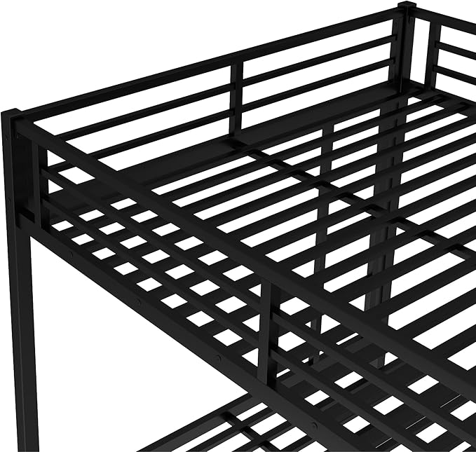 Upgraded Version Thicken Stronger Metal Heavy-Duty Queen Over Queen Bunk Bed with Twin Size Trundle, Bunk Bed Queen Size for Adults with Ladders, Easy Assemble (Queen/Queen)
