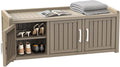 ROJIK Shoe Cabinet Waterproof UV-Resistant,Storage Bench Indoor Outdoor with Adjustable Shelves,for Entryway Bedroom,Hallway,Living Room(3 Door,Grey)