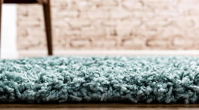 Unique Loom Solid Shag Collection Area Rug (2' 6" x 19' 8" Runner, Light Slate Blue)