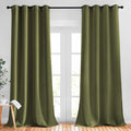 NICETOWN Room Darkening Curtains for Windows 90 inch Length - Grommet Energy Saving Thermal Drapes Sound Reducing Heat Blocking Window Treatments for Living Room (Olive, 2 Panels, W52 x L90)