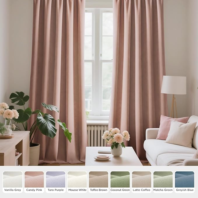 Joydeco Candy Pink Velvet Curtains 90 Inches 2 Panels, Luxury Thermal Insulated Soft Pink Curtains for Bedroom & Living Room, Room Darkening Velvet Drapes, Rod Pocket (52W x 90L)