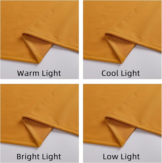Joydeco Yellow Velvet Curtains 120 inch Length 2 Panels, Luxury Blackout Rod Pocket Thermal Insulated Window Curtains, Super Soft Room Darkening Drapes for Living Dining Room Bedroom,W52 x L120 inches