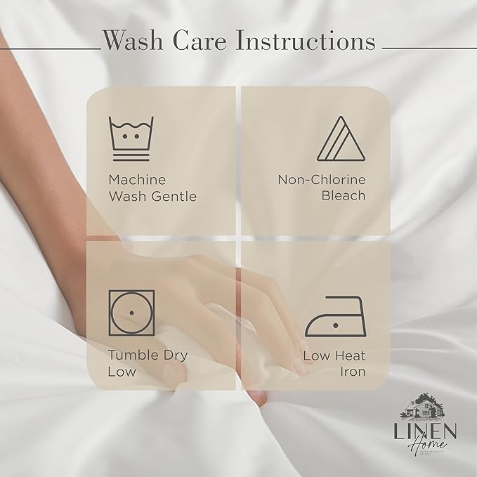 Linen Home 100% Cotton Percale Sheets Queen Size, Light Taupe, Deep Pocket, 4 Pieces Set - 1 Flat, 1 Deep Pocket Fitted Sheet and 2 Pillowcases, Crisp Cool and Strong Bed Linen