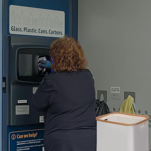 iEGrow 29 Gallons Recycling Bins for Kitchen, Indoor Recycle Bins with Lid, 110L Large Recycle bin with 2 Removeable Reusable Inner Bags, for Bottles Cans Glass Plastice Cartons(Beige)