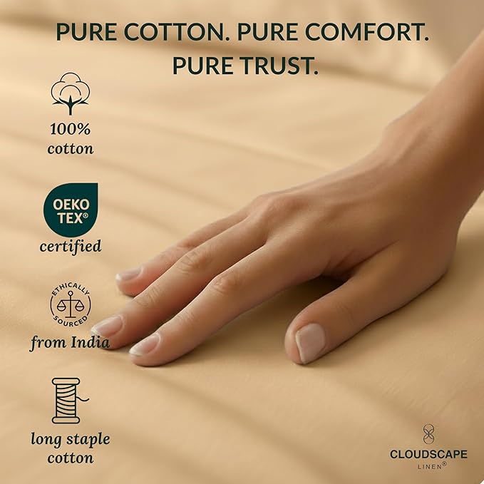 Cloud Scape Linen 100% Egyptian Cotton Sheets Twin Size, 3 Pieces Luxury Bedding Set, 400 Thread Count,Hotel Quality, Silky Soft, Breathable and Durable, Deep Pockets up to 15, Linen