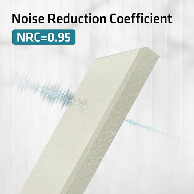 UMIACOUSTICS 2 PCS Fiberglass Acoustic Panels, 48x12x2 Inches Sound Absorbing Panels, Sound Proof Panels for Studios, Office, Home Theater. (Off White)