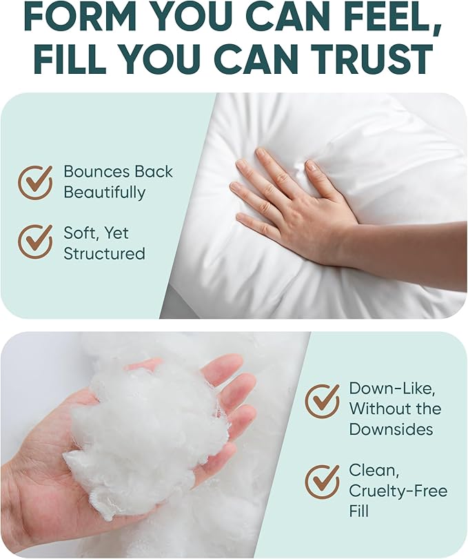 Pillowflex Synthetic Down Alternative Pillow Inserts for Shams - Comfy Pillows for Sleeping, Perfect Pillow & Best Sleeping Pillows, Handmade Down Alternative Throw Pillow Inserts - (28x28 Set of 2)
