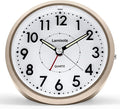Small Alarm Clocks for Bedrooms, 4 Inch Analog Battery Desk Clock, Retro Clock for Bedroom Decoration, Slient, Large Display for Seniors, Loud Alarm Clock for Heavy Sleepers, Champagne Gold