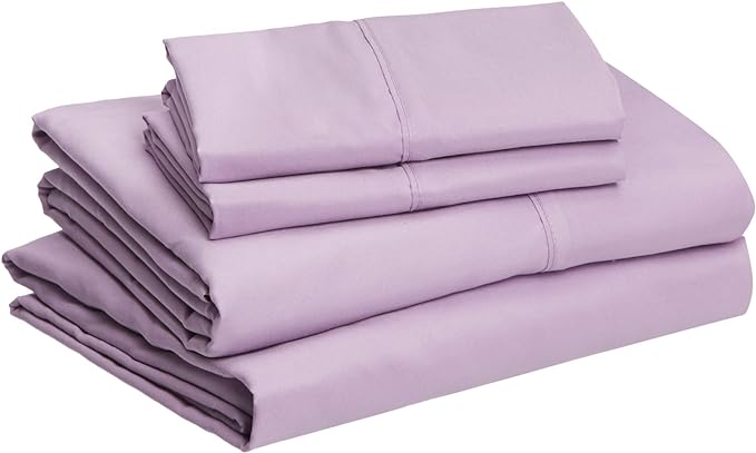 Amazon Basics 4 piece Microfiber Sheet Set, King, Frosted Lavender, Solid