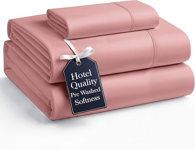 Casa Platino Bedding Sheets & Pillowcases, Pre-Washed Ultra Soft & Breathable Bed Sheets Twin, Brushed Microfiber Sheet Set, Fade Resistant Twin Size Sheets Set with Deep Pockets - Rose Dawn
