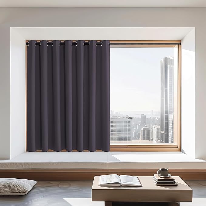 NICETOWN Blackout Curtains 72 inches Long, Grommet Privacy Window Thermal Insulated Room Darkening Sliding Glass Door Drape for Bedroom Living Room, 1 Panel, W100 x L72, Greyish Purple