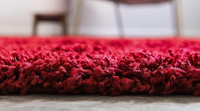 Unique Loom Solid Shag Collection Area Rug (2' 6" x 13' 1" Runner, Cherry Red)