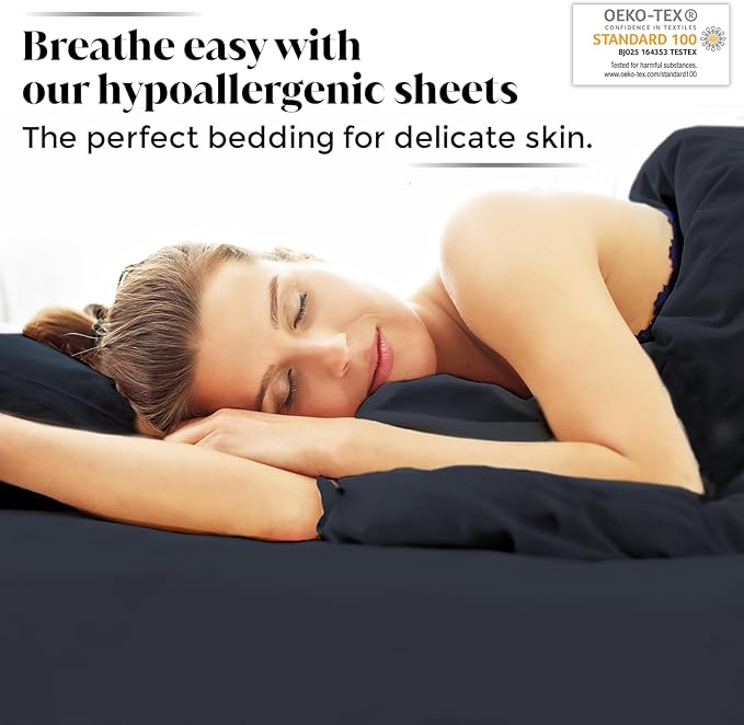 Luxury Bamboo Market | Queen Size Bed Sheet Set | 100% Viscose Made from Bamboo | Organically Grown | Ultra Soft | Cooling Sheets for Hot Sleepers | 17" Deep Pocket [Charcoal Grey]