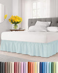 Wrap Around Dust Ruffle Bed Skirt - Ice Blue - for Full Size Beds w/ 12 Inch Drop - Easy Fit Elastic Strap - Adjustable Pleated Bedskirt w/Brushed Fabric - Wrinkle Free - for Women, Men, Kids & Teens