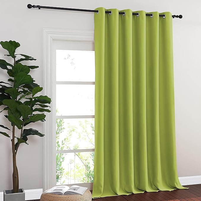 NICETOWN Room Divider Curtain 132 Inches Long, Wide Blackout Sliding Door Curtain for Bedroom, Room Darkening Privacy Window Curtain for Patio Door (1 Panel Set, Fresh Green, 80 x 132 Inch)
