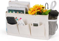 Ozzptuu Bedside Storage Caddy/Bedside Hanging Storage Bag for Headboards Bunk Beds Dorm Rooms Book Phone Magazine Holder (New White)