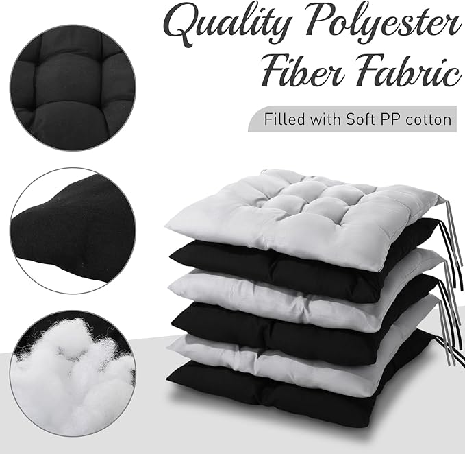 Geetery 12 Pcs Floor Pillows for Classroom Bulk Square Seating Cushions for Floor Chair School Kindergarten Reading Corner, 15.7'' Large Thick Meditation Cushions Yoga Nursery Daycare (Black Grey)