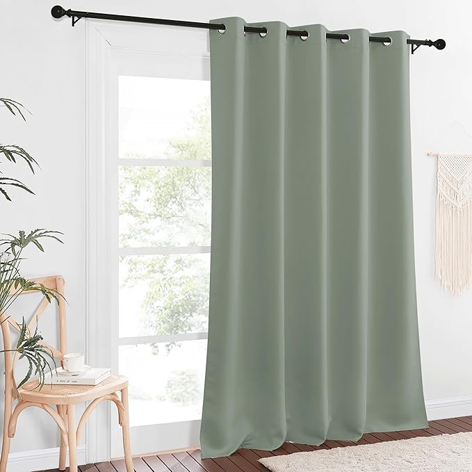 NICETOWN Sage Green Blackout Curtains for Bedroom - Grommet Thermal Insulated Family Home Window Treatments Solid Room Darkening Privacy Drape for Living Room (W66 x L102, 1 Panel)