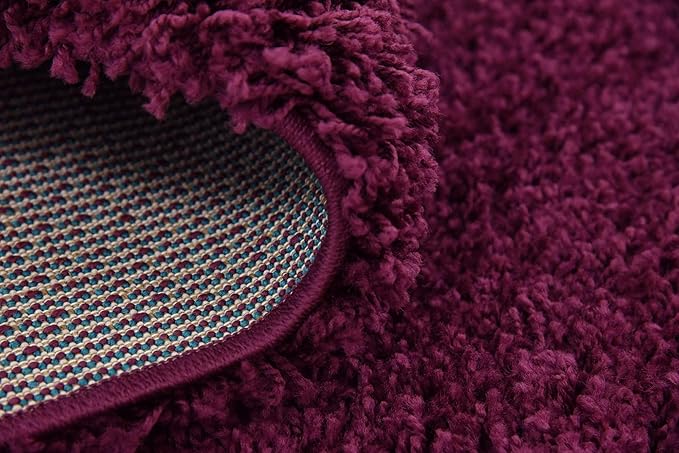 Unique Loom Solid Shag Collection Area Rug (8' Square, Eggplant Purple)