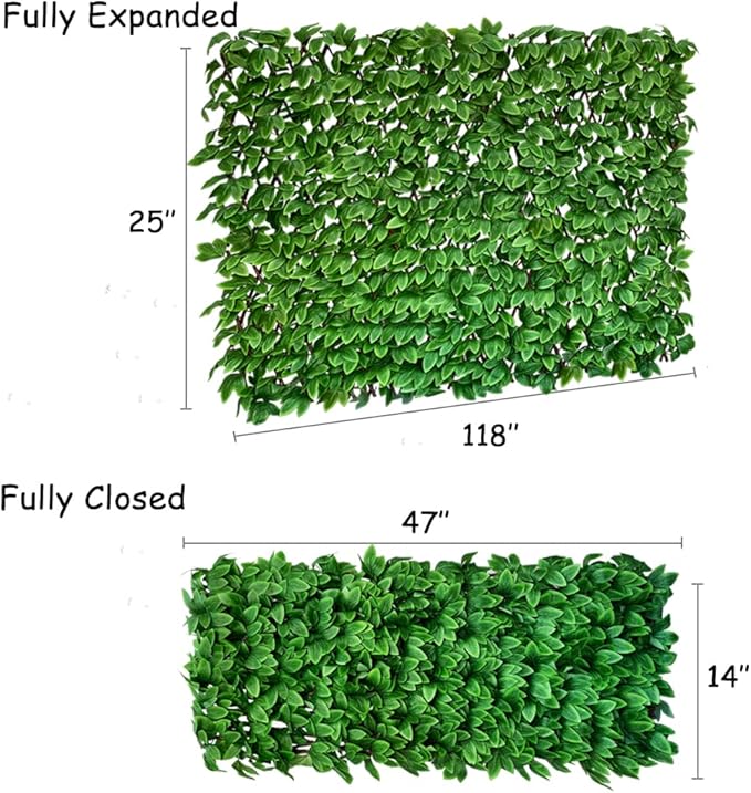 Sumery Expandable Fence Privacy Screen for Balcony Patio Outdoor,Decorative Faux Ivy Fencing Panel,Artificial Hedges (Single Sided Leaves) (4, Peony Leaf)