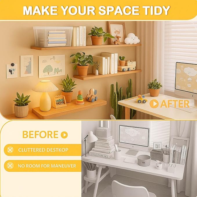Floating Shelf Bracket 12 Inch of 6 Pack Heavy Duty Shelf Brackets Brackets for Shelves Black Coated Metal L Bracket Wall Shelf Support DIY Brackets with 1/5 Inch Thick and 160 LBS Load Capacity