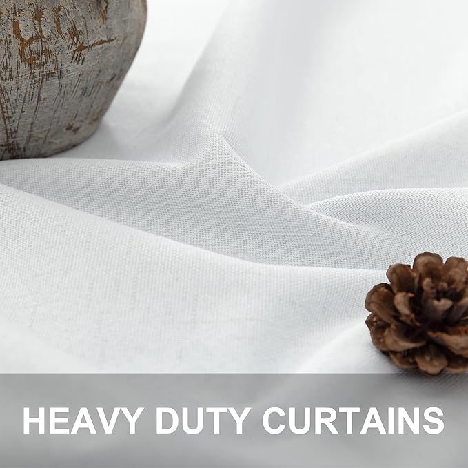 Room Divider Curtains 12ft Extra Long Blackout Curtains for High Ceiling Living Room Large Window Linen Look Drapes 132 Inches Long 2 Panels Set Noise Cancelling Thermal Light Blocking Farmhouse White