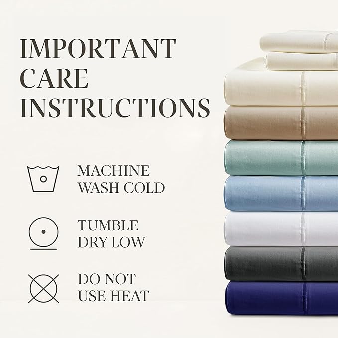 Hyde Lane Luxury 1000 Thread Count 100% Cotton Sheets | Very Soft & Thick - Fits Upto 20" Mattress | Sateen Weave Bed Sheets 18" Deep Pocket- 4 PC Sheet Set (Natural White, King)