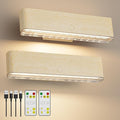MOITA Magnetic Wireless Battery Operated Wall Sconce, Rechargeable Remote Control & Touch Control Wall Sconces Set of Two, 3-Color Temperatures LED Wall Lights, 360° Rotatable (Beech, 2-Pack)