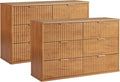 LEYAOYAO Fluted 5 Drawers Dresser Set of 2, 41" Tall Modern Chest of Drawers with Metal Handle, Curved Profile Dresser TV Stand, Wooden Drawer Organizer for Bedroom, Living Room, Hallway, Lightgrey