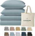 Cloud Scape Linen 100% Egyptian Cotton Sheets Full Size, 4 Pieces Luxury Bedding Set, 400 Thread Count,Hotel Quality, Silky Soft, Deep Pockets up to 17, French Blue