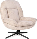 1 Pack 360°Free Swivel Accent Chair for Living Room, Slightly 20°Rocking, 24" High Backrest Upholstered Armchair, Ergonomic Design, Chenille Breathable Soft Fabric Modern Single Sofa, Beige