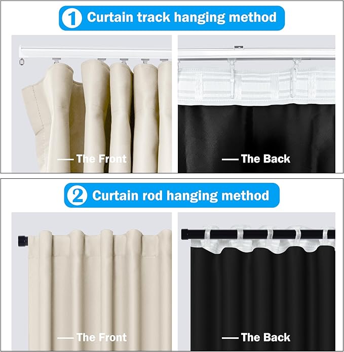 Room Divider Curtains Total Blackout Privacy Curtain Panel Room Thermal Insulated Noise Reduction Curtains for Bedroom Window Living Room Ceiling Track Curtain W 8.3 ft × H 9 ft Beige