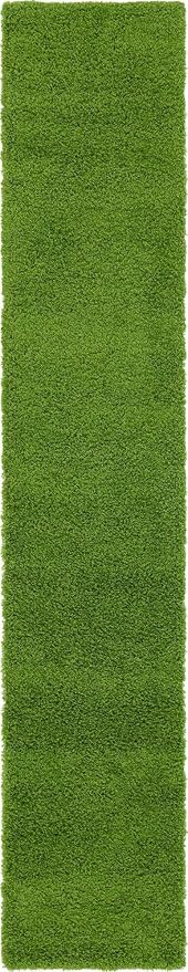 Unique Loom Solid Shag Collection Area Rug (2' 6" x 13' 1" Runner, Grass Green)
