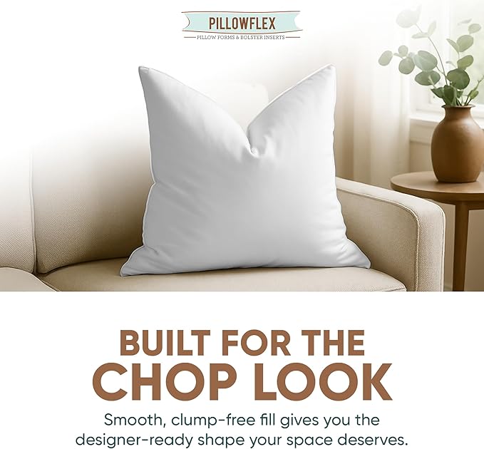 Pillowflex Synthetic Down Pillow Insert - 19x19 Down Alternative, Ultra Soft Throw Pillow, Couch Sham, Bed Sleeping Accent Pillow - 1 Decorative Accent Form