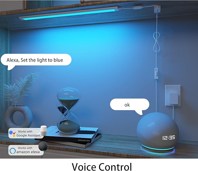LED Light Bar,Plug-in, Dimmable, Adjustable White & RGB Color Changing, Alexa, Google Home Enabled Remote Counter Lights for Kitchen, Shelf, Cupboard, Desk, Monitor (1-Bar 12 Inch Kit)