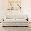 ROWHY 78'' Sectional 2 Seat Cloud Loveseat with 2 Throw Pillows, Modern Corduroy Love Seat, Cozy Sofa for Living Room, Office and Bedroom, Beige