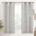 YoungsTex Light Grey Linen Curtains 48 Inch Length, Short Light Filtering Drapes Semi Sheer with Bronze Grommet Lightweight for Bedroom Living Room Windows, 42 x 48 Inch, 2 Panels