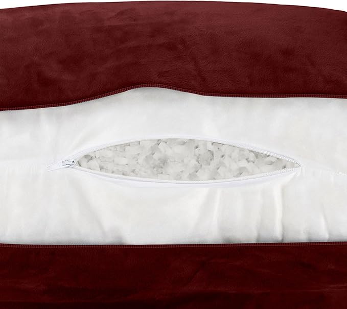 Husband Pillow Maroon, Original Reading Pillow in Bed Rest Chair, Shredded Memory Foam Large Lounge Cushion Adult Backrest with Arms, Comfy Back Support for Sit Sitting Up, Washable/Removable Cover