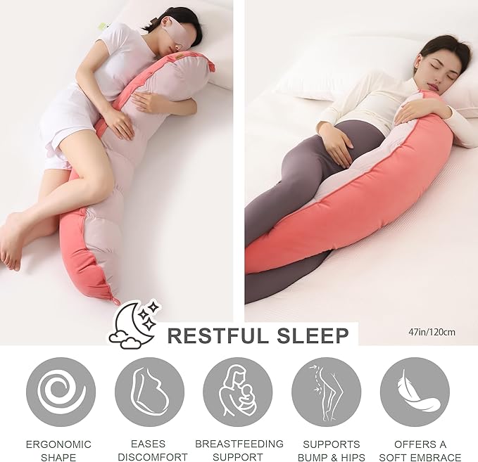 Peallow(Pat. Pend) – Long Round Body Pillow for Adults, Bolster Pillow for Sleeping, Soft and Supportive Pillow for Sleeping & Lumbar Support