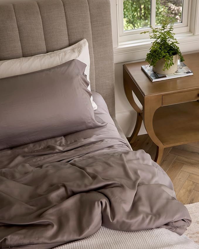 Cozy Earth Luxury Bed Sheet Set - 100% Viscose from Bamboo Fabric, Ultra-Soft & Breathable, Fits Regular & Deep Pocket Mattresses up to 20" - 4 Pieces Twin Sheet Set Walnut