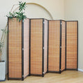 Furnnylane 7 Panel Bamboo Room Divider - Folding Screen for Room Separation, 67" H x 107.5" W
