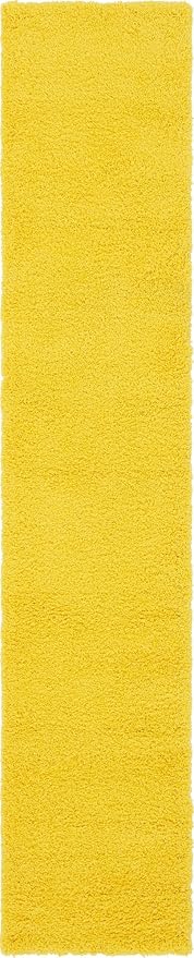 Unique Loom Solid Shag Collection Area Rug (2' 6" x 13' 1" Runner, Tuscan Sun Yellow)