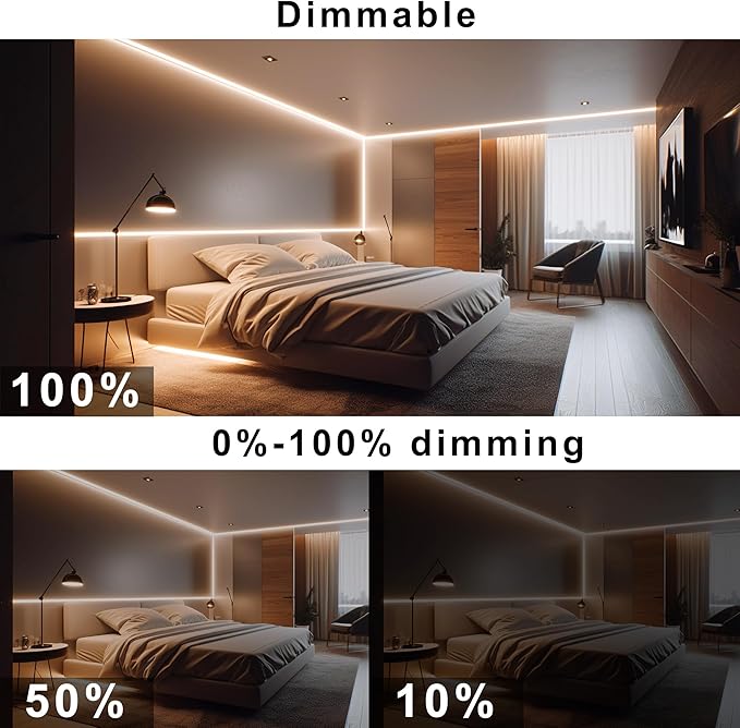 COB LED Strip, Warm White LED Strip Lights 32.8ft, 2700K COB LED Light Dimmable LED Strip, CRI92+, 8mm Width, 24V Flexible COB LED Tape Light for TV, Bedroom, Kitchen Cabinet, Closet, Home.