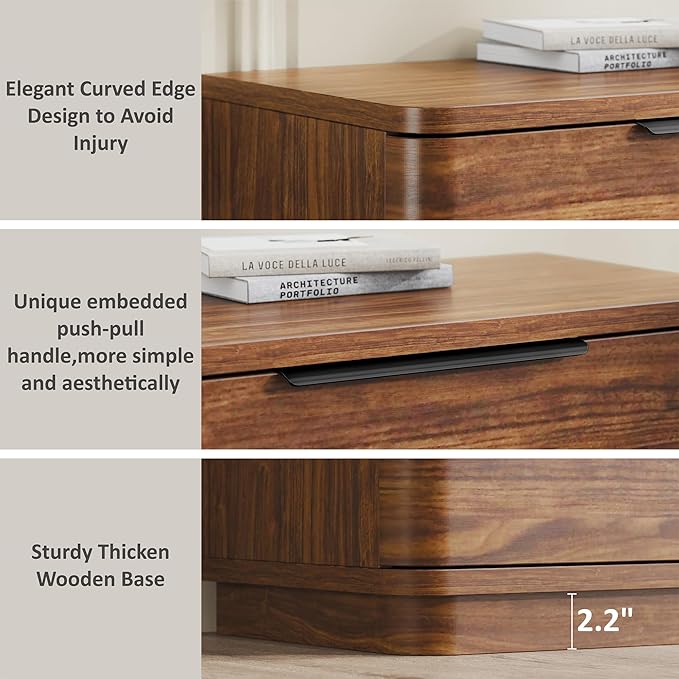 5 Drawer Dresser for Bedroom, 45" Tall Modern Chest of Drawers with Metal Handle, Curved Profile Design, Wooden Closet with Large Drawers Dressers Organizer for Entryway Hallway