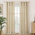 YoungsTex Extra Long Linen Curtains 95 Inch Length for Farmhouse Living Room - Burlap Tan Light Filtering Drapes Grommet Privacy for Country Bedroom, 2 Panels, 52 X 95 Inch