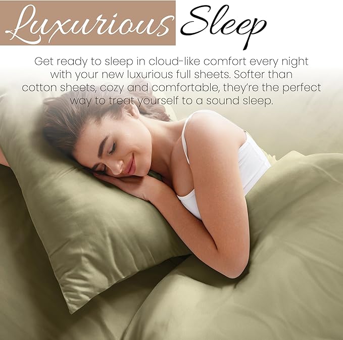 Linen Market Bed Sheets for Full Size Bed (Sage) - Sleep Better Than Ever with These Soft and Cooling Full Sheets - Deep Pocket Fits 16" Thick Beds - 4 Piece Full Sheet Set